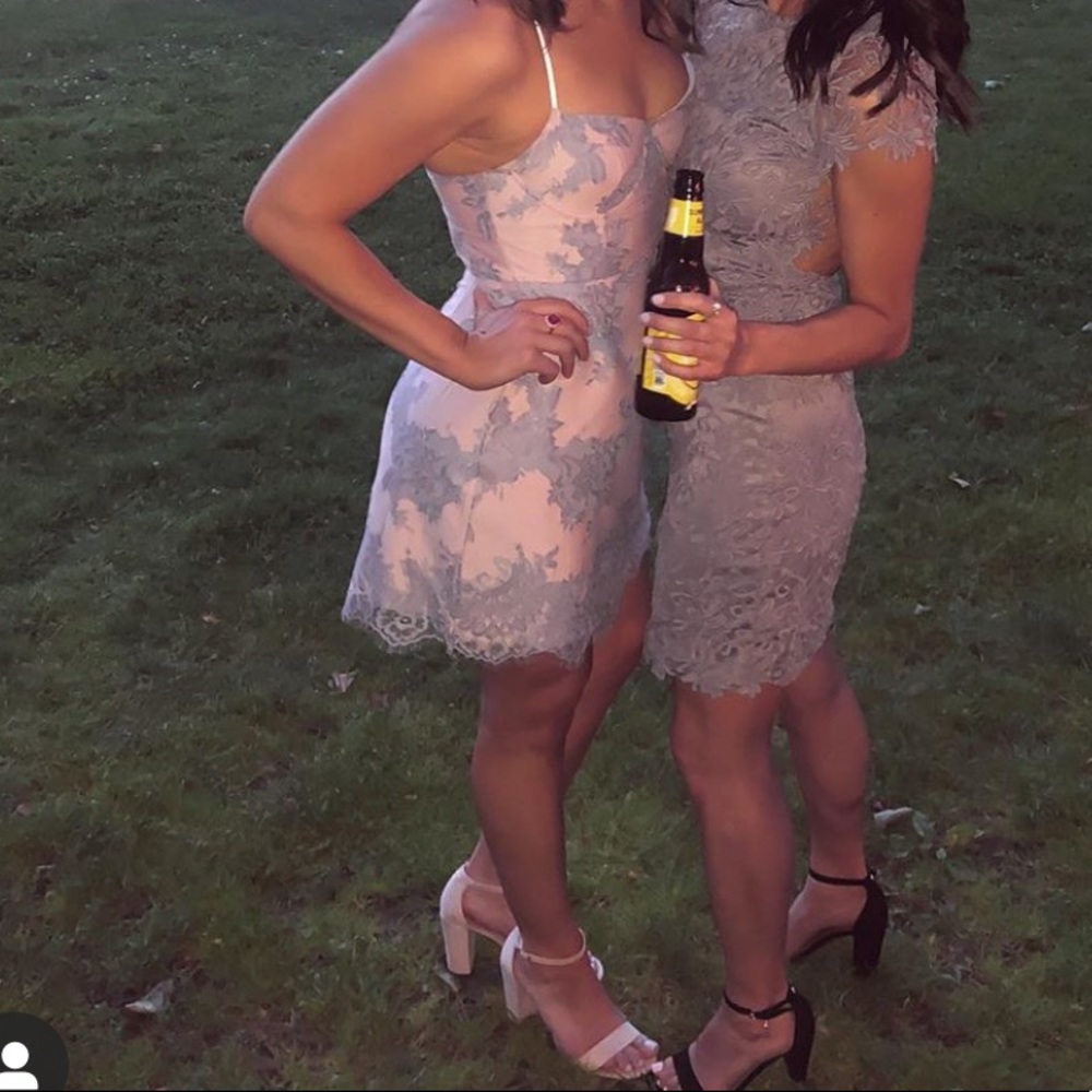 Cocktail dress with pastel lace detailing